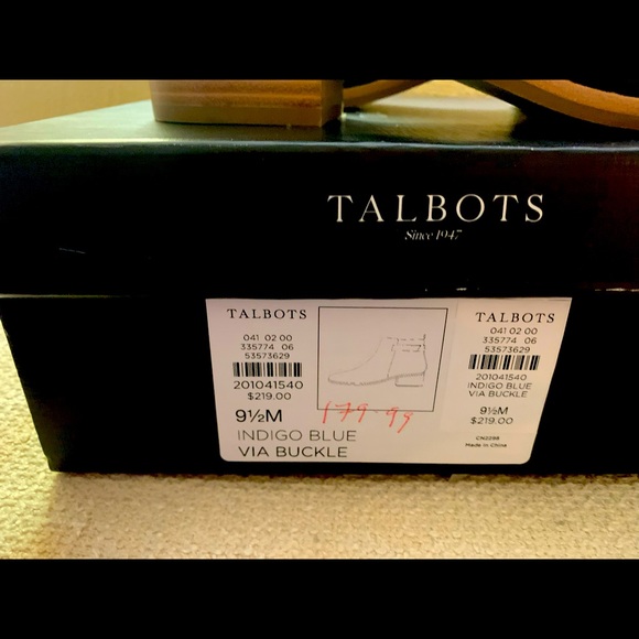 New Talbots SZ 9.5 Indigo Navy Blue Leather Booties Ankle Boots - Picture 7 of 13